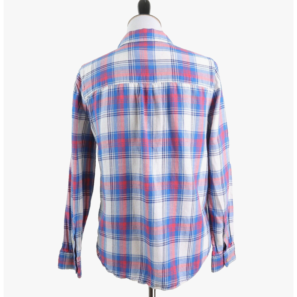 Madewell Size M Shrunken Ex Boyfriend Shirt Red Blue Plaid - Picture 5 of 10